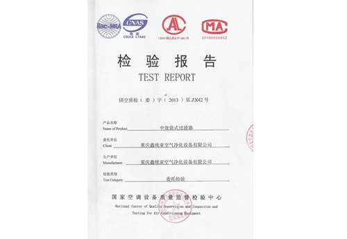 中效袋式過(guò)濾器檢驗(yàn)報(bào)告